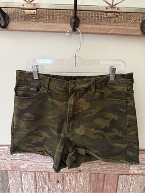 Judy Blue Olive Camo Cutoff Denim Shorts